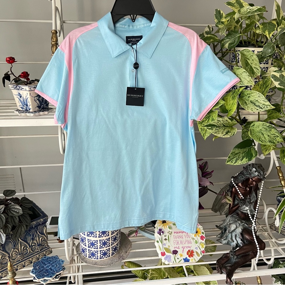 Burberry Sky Blue Polo Shirt NWT